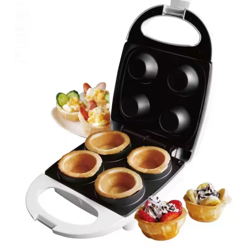 4 in 1 electric mini round cupcake waffle making grill compact round waffle bowl maker