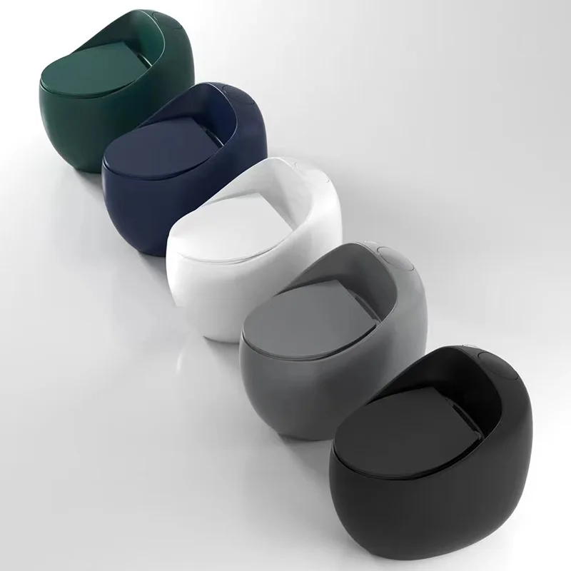 Blue color egg-shaped luxury ceramic wall row type small toilet bowl hotel bathroom