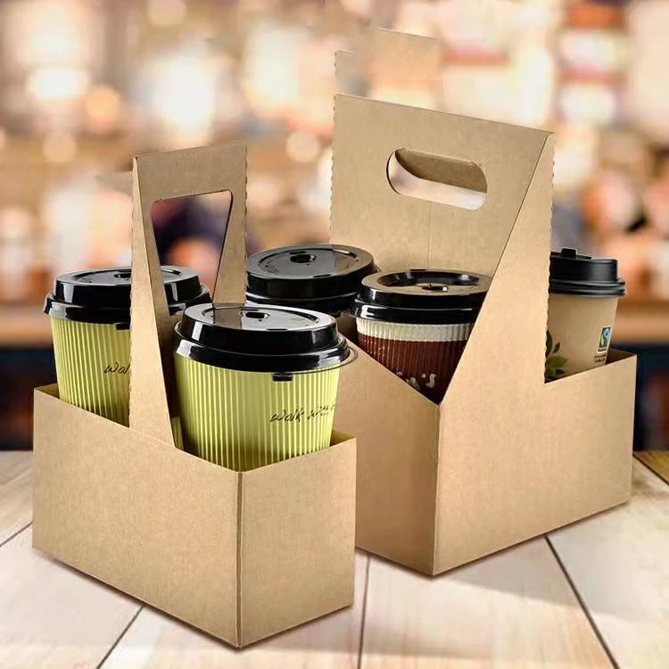 High quality Paper Cup Holder Tray 2/4 Cup Holder cardboard coffee paper cup holder