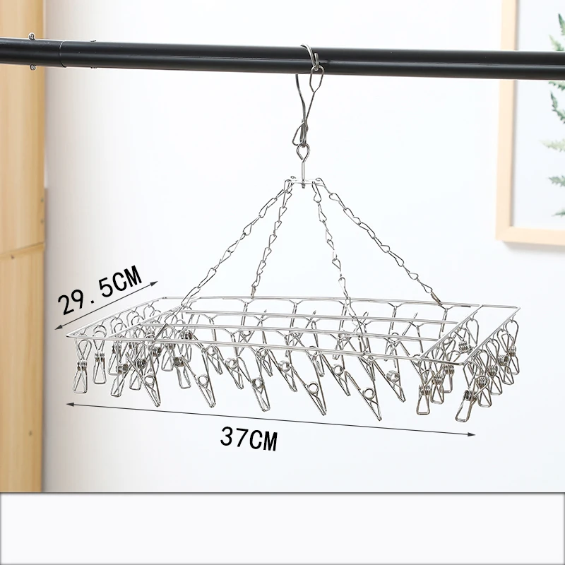 Round 30 Clips Drying Socks Stainless Steel Coat Hanger/Coat Hangers White Stainless Steel Coat Hanger Stand
