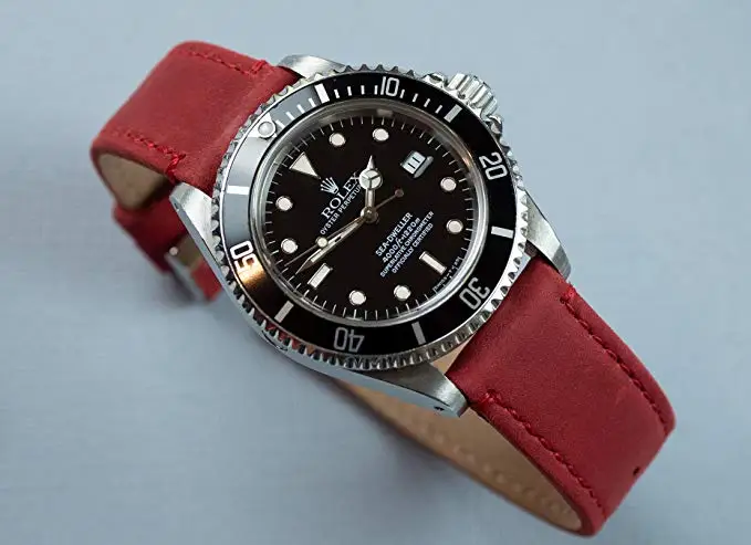 
Top Grain Leather Watch Band Strap Alligator Grain Padded for Men Women Watchbands with Gold Adapter 