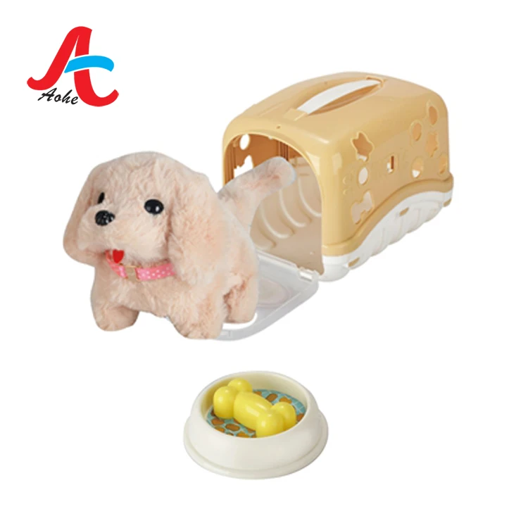 4 styles dogs robot can walk wag tail   kid toy pet dog with cage house and bone