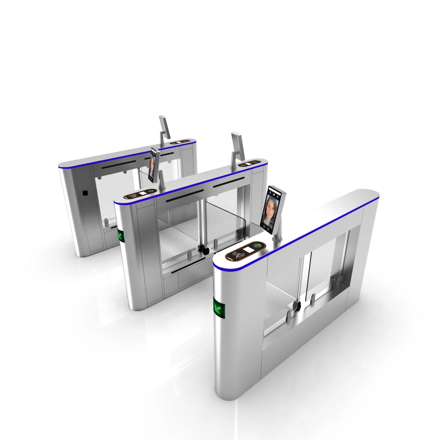 Slim Design  Fast Speed Automatic Swing Turnstile Barrier QR Code Face Detection & RFID reader High Speed Swing Gate Barrier