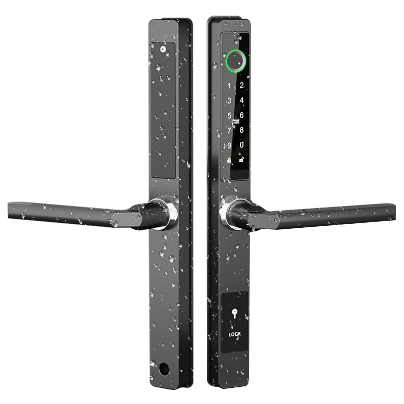 TTLOCK Outdoor Waterproof Biometric Narrow Side Door Lock Electronic Smart Aluminum Frame Door Lock