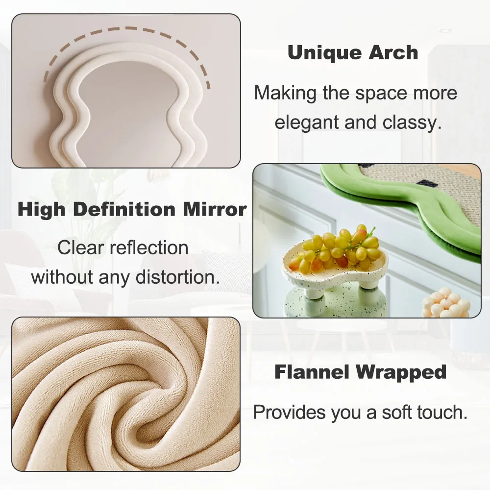 Wall Mounted Home Decor Wavy Wooden Framed Full Length Big Large Long Bedroom Length Dressing Room Standing Espejo Floor Mirror