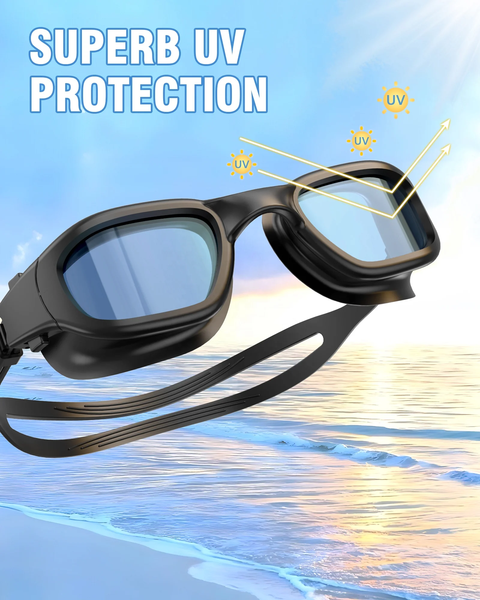 Fashionable Sports Flexible Nose Bridge Swimming Goggles UV Protection Layer Adjustable Non-Slip Silicone Strap Swim Goggles