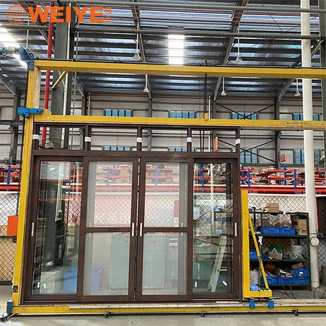 America style commercial aluminium frame front double glass sliding door