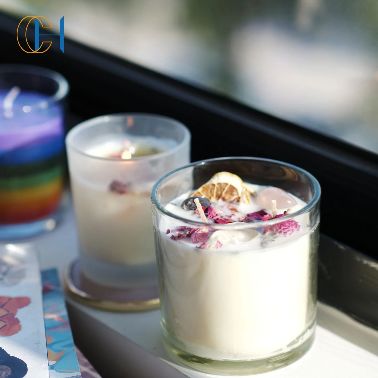 China Suppliers Wholesale Luxury 2022 Handmade Organic Spell Scented Spiritual Colorful Chakra Soy Wax Relax Meditation Candle