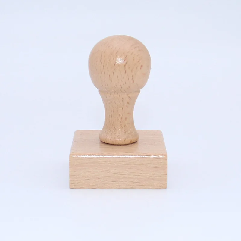 Natural Wooden Office Supplies Customizable Pattern Text Creative Wooden Seal Blank  Round Handle Wooden Rubber Stamp
