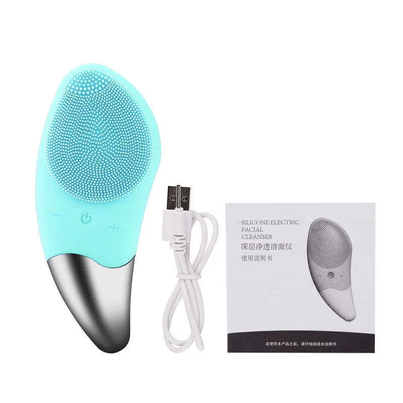
Electric High Frequency Deep Cleaning Sonic Face skin face facial brush reviews Silicone Facial Cleansing Brush With Handle 