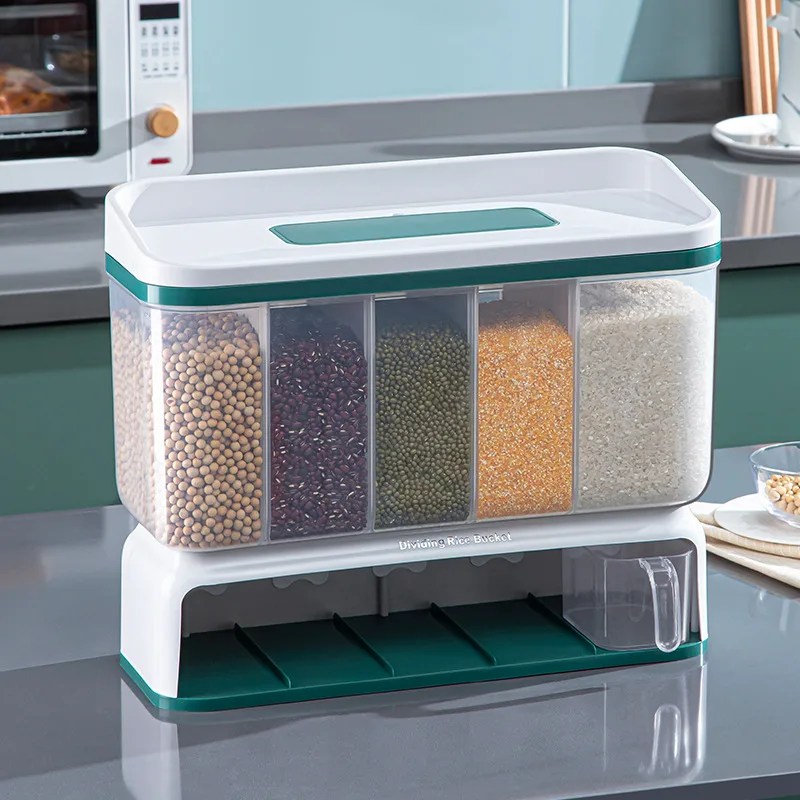 Plastic Wall Mounted Insect Moisture Proof Household Kitchen Grain Rice Food Dispenser Storage Box Container
