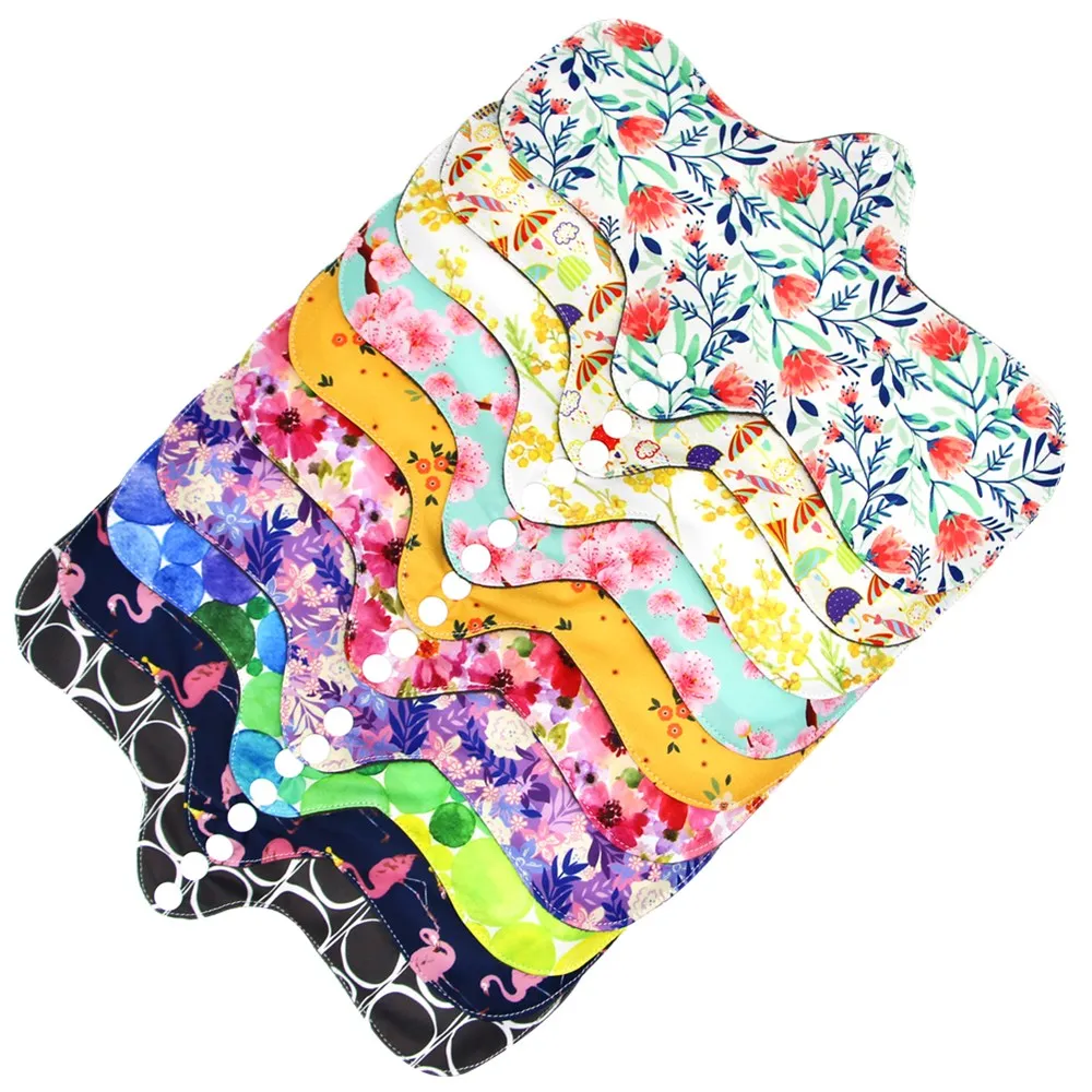 Asenappy Reusable Maxi Feminine Hygiene Sanitary Napkin Bamboo Charcoal Fiber Ineer Waterproof Outer Cloth Menstrual Pads