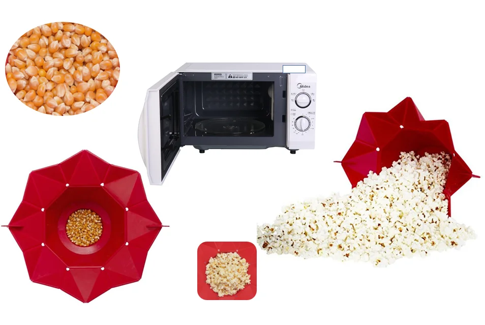 Wholesale Foldable Homemade popcorn popper Microwave Bowl Silicone Popcorn Maker