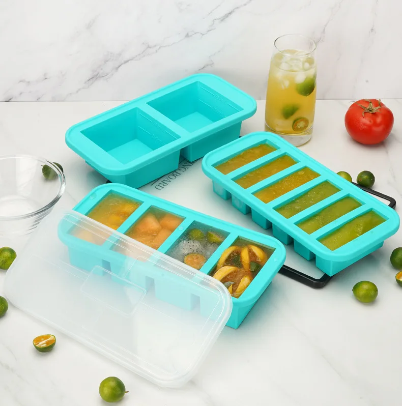 Ice Cube Extra Large Food Storage Container Sustainable OEM ODM Tray Fresh soup food storage silicone Freezing Mold
