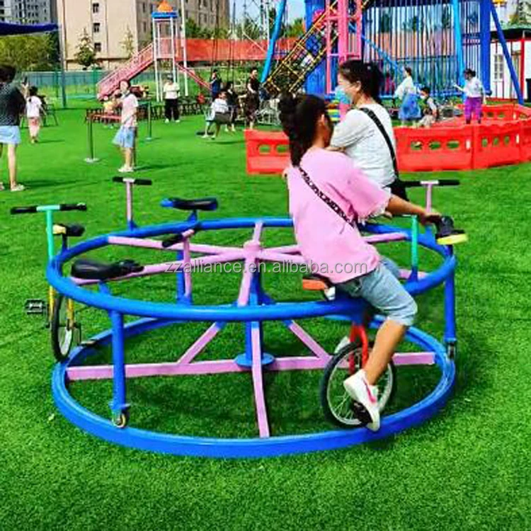 Rotating bicycle ride amusement park 6 seats ride bicycle unpowered