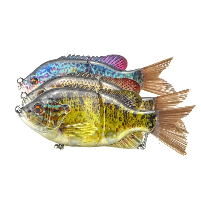 12cm Plastic ABS Silk Tail 2 Sections Sunfish Simulation Multi-Section Bait S-Shaped Flexible Underwater Swimming River Lake