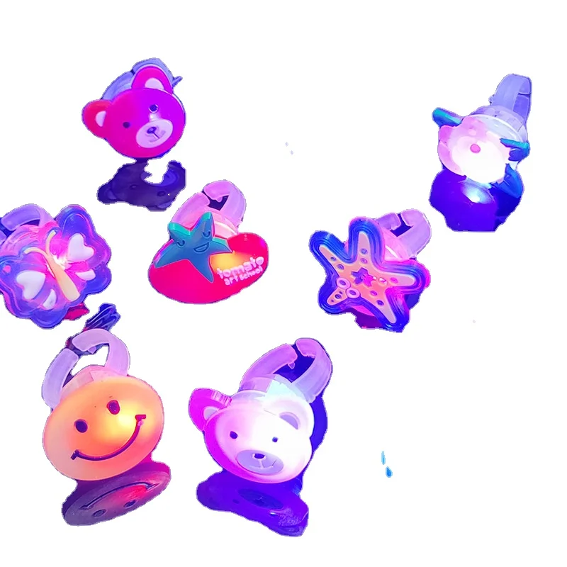 Christmas Party Toy Light Glowing Toys Luminous Glitter Light Up Ring  Kids Led Light Up Finger Ring
