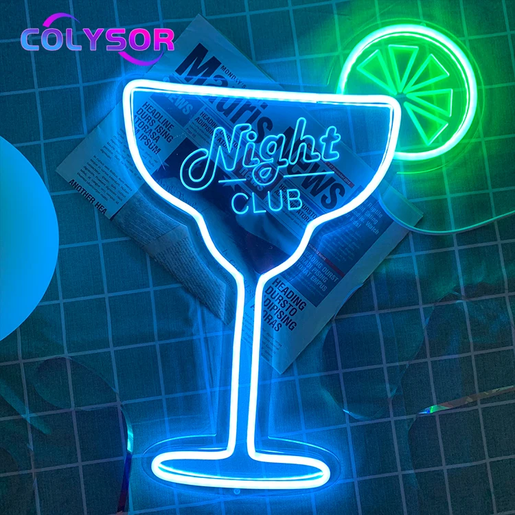 COLYSOR 2023 Popular Beer Shape Design Bar Advertising Beer Cocktail Logo Wall Light LED Custom Neon Sign Light