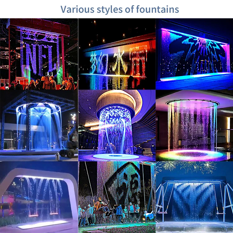 Free Design  Digital Waterfall Fountain Outdoor Display Programmed Control LED Light Water Curtain Water Feature