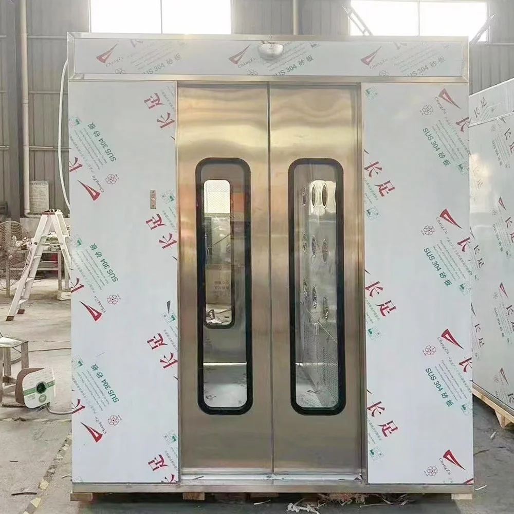 factory price industrial automatic stainless steel 304 air shower for clean room with electronic interlock
