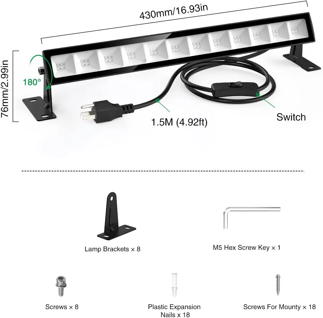 Amazon HOT selling outdoor 36W uv led flood light Black wall washer Waterproof Stage lights
