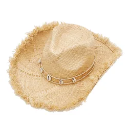 High Quality Women Wide Brim Bowknot Ribbon Cowboy straw hat Paper Flat Panama Hat Summer Sun Beach Raffia Straw Hats