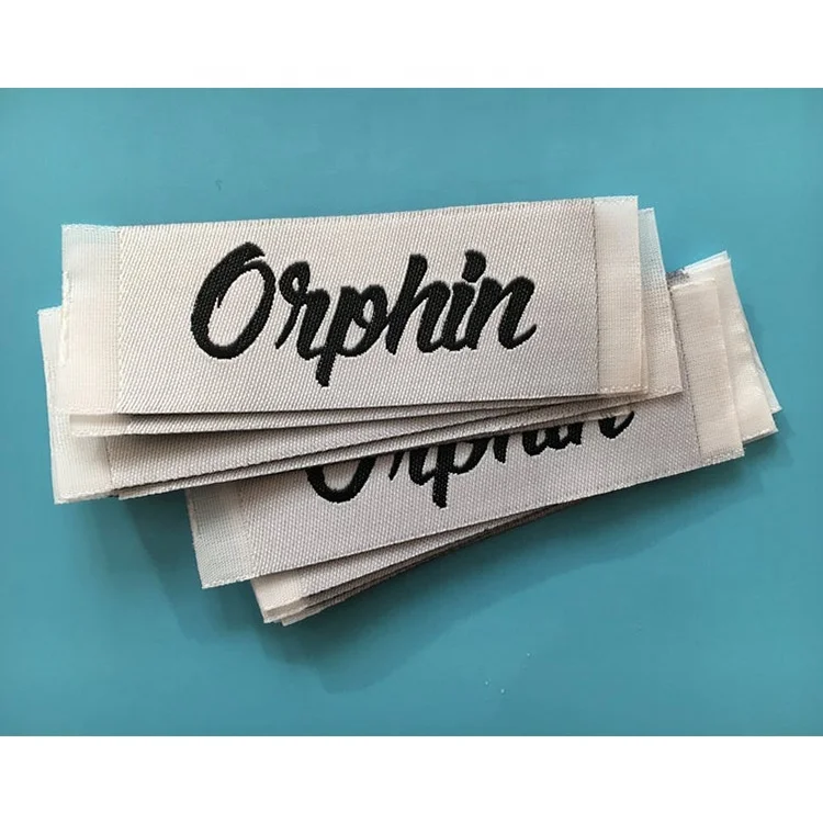 Custom Logo Labels, Clothing Tags Organic Cotton Name Iron On Woven Labels