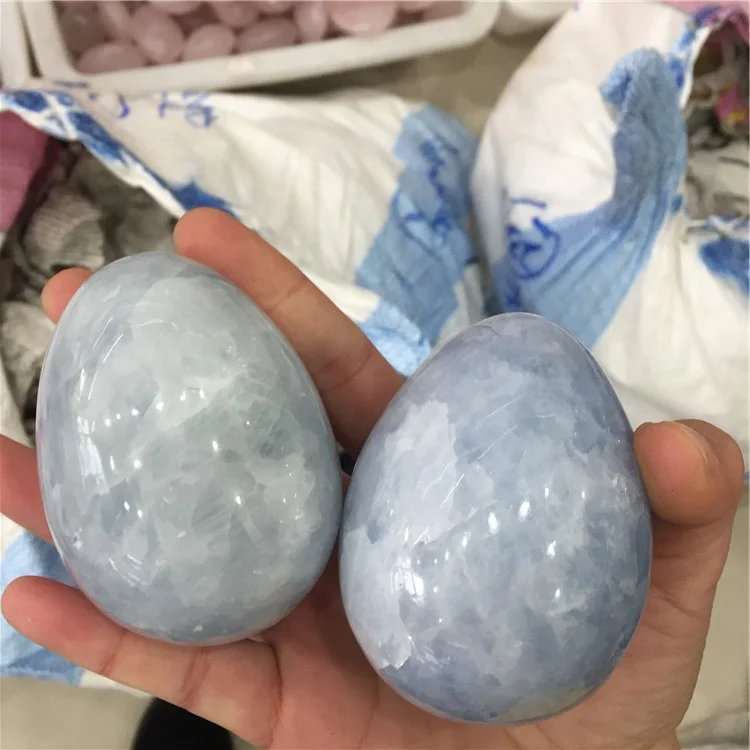 Wholesale Natural Rock Blue Celestite Crystal Massage Egg Celestitel Egg