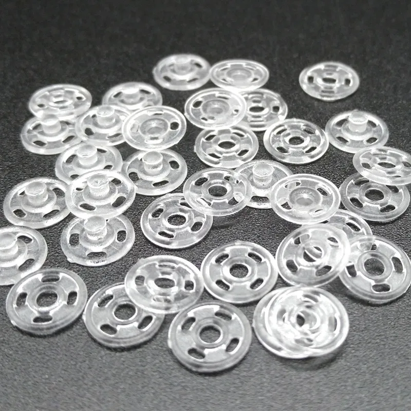 7mm 2pcs sew on round plastic snap button in clear color