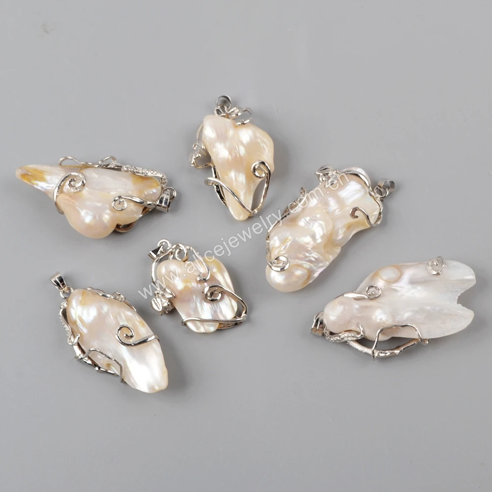 WX1204 Silver pearl pendant baroque pearl pendant charms jewelry
