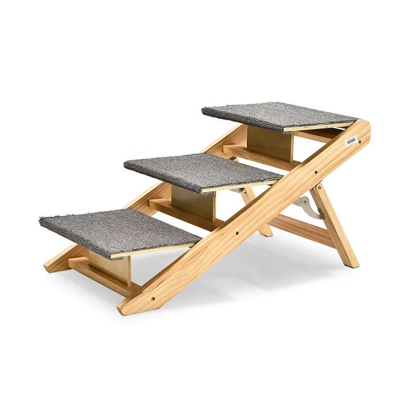 Деревянная лестница для домашних животных Складная портативная Нескользящая кошек и собак деревянная ступенька