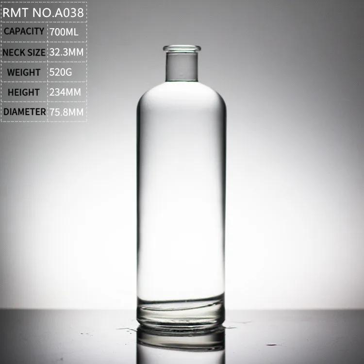 glass bottle suppliers 700ml clear vodka bottle glass gin glass bottle