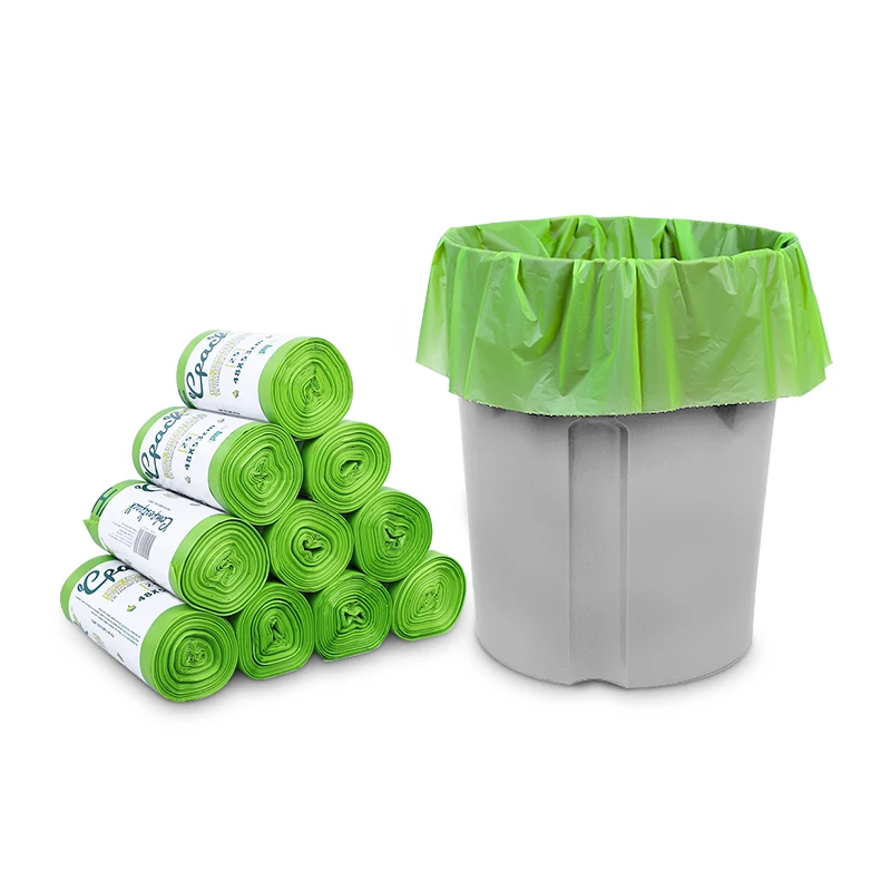 Wholesale Household PLA+PBAT Corn Starch Degradable Rubbish Bags Plastic Compostabel Biodegradable Garbage Trash Bag on Roll