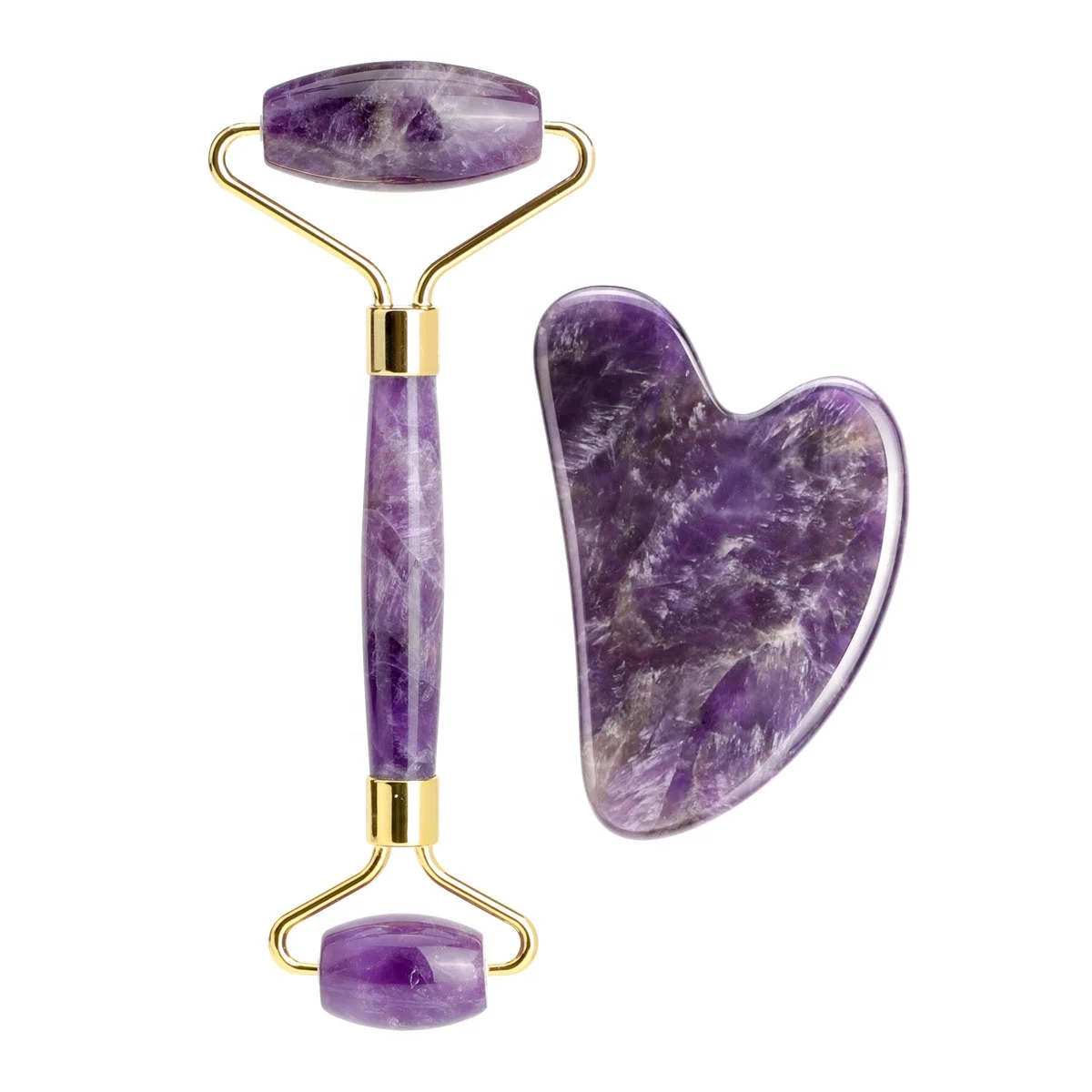 Mushang Natural Jade Face Roller Guasha Massage Tool Facial Massager Custom Logo Jade Roller and Gua Sha Stone Set