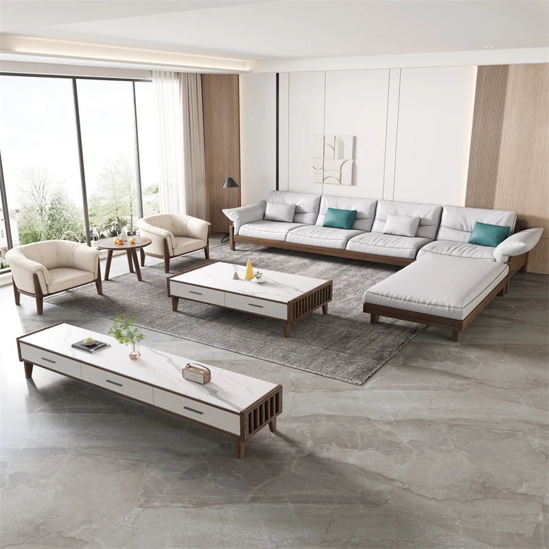 Nordic Modern Design Living Room Chair Walnut and log color solid wood  arm chair modern