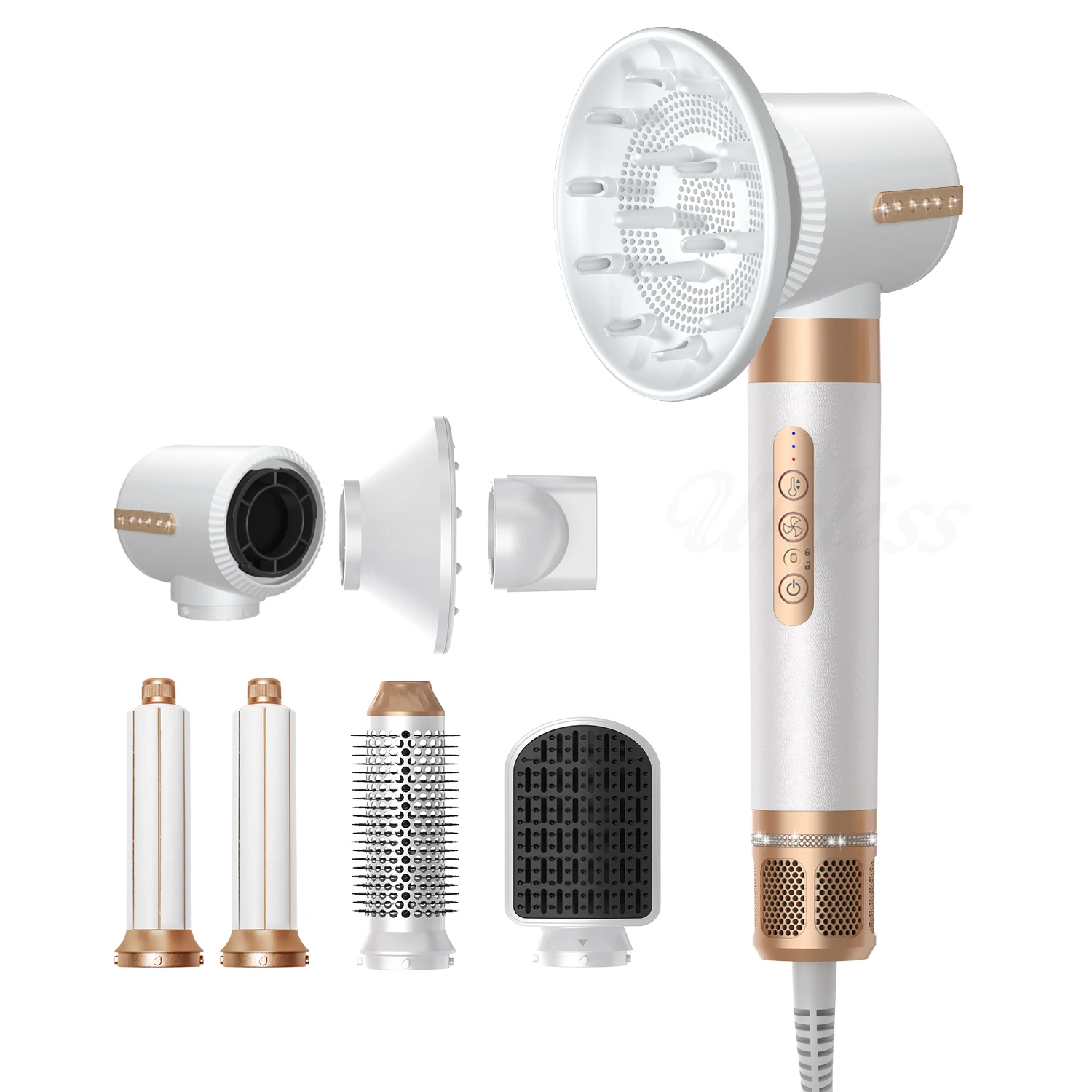 High Speed 7 In 1 Air Styler Ionic Hair Dryer Brush Professional Hair Blow Dryer Powerful 1400W for Fast Drying Air Styler