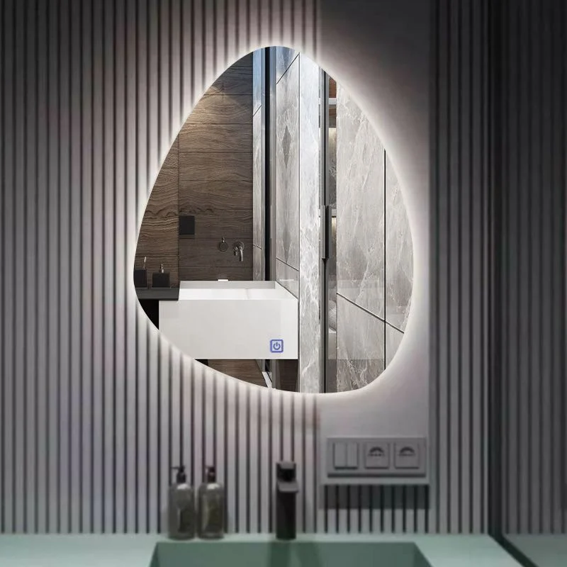 Bathroom decorative water drop shape wall makeup mirror for bright wall mounted irregular bathroom LED smart mirror
