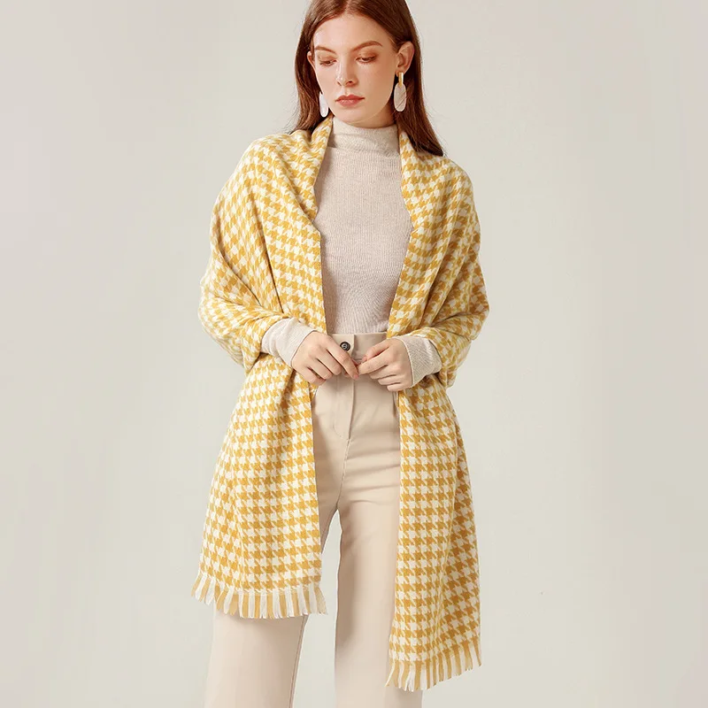 
Wholesale new winter checked pashmina scarf plaid cashmere shawl scarf for women 