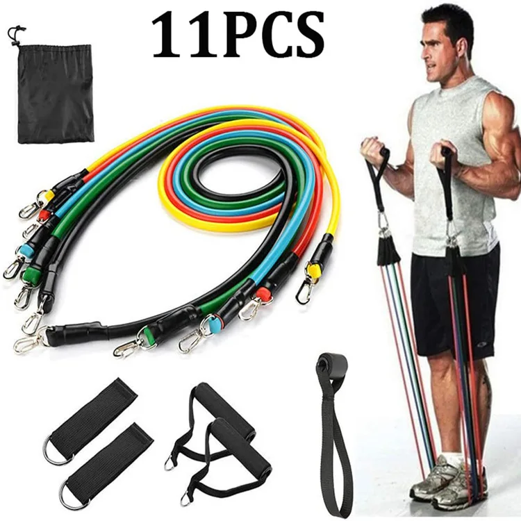 
Multi-functional TPE tensioner tension rope fitness equipment customized printing LOGO TPE 11 sets of resistance band 