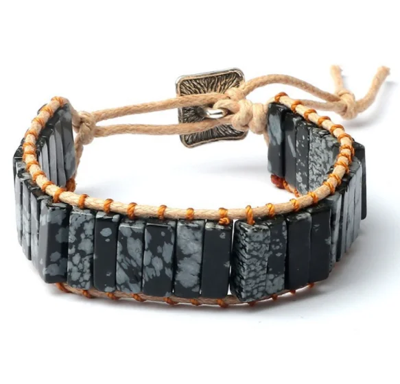 2023 Bracelets for Women Boho Handmade Natural Jasper Stone Bead Leather Wrap Bracelet Jewelry Collection