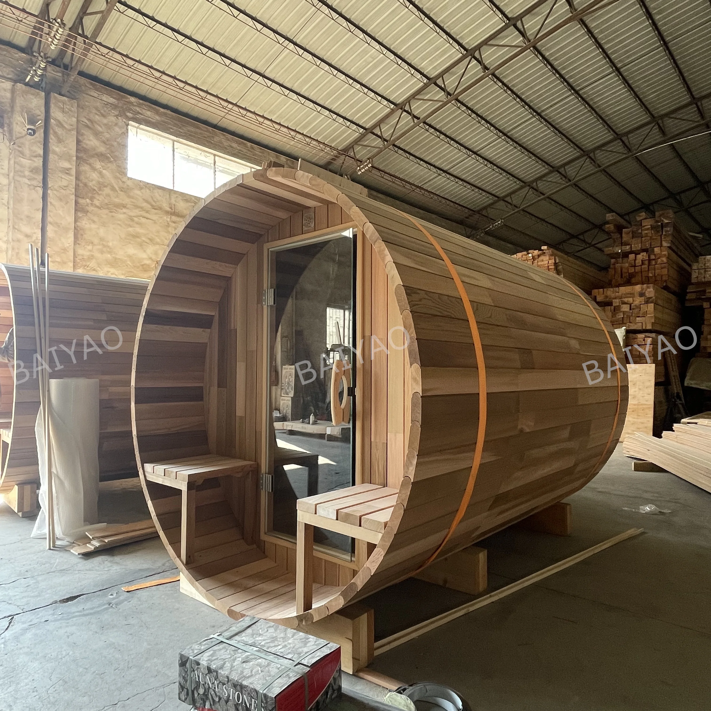 Best Price Guaranteed 4 Persons Sauna With Panoramic Barrel Sauna Room Red Cedar Equipment Customize Voltage Burning Wood