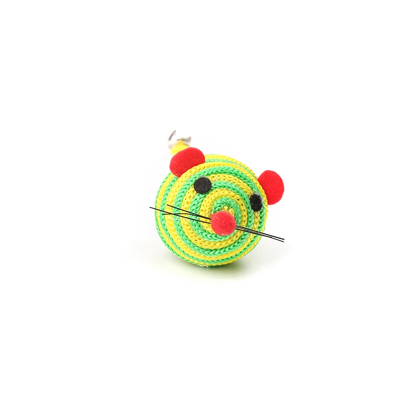 colorful nylon string rope mouse cat toy with bell
