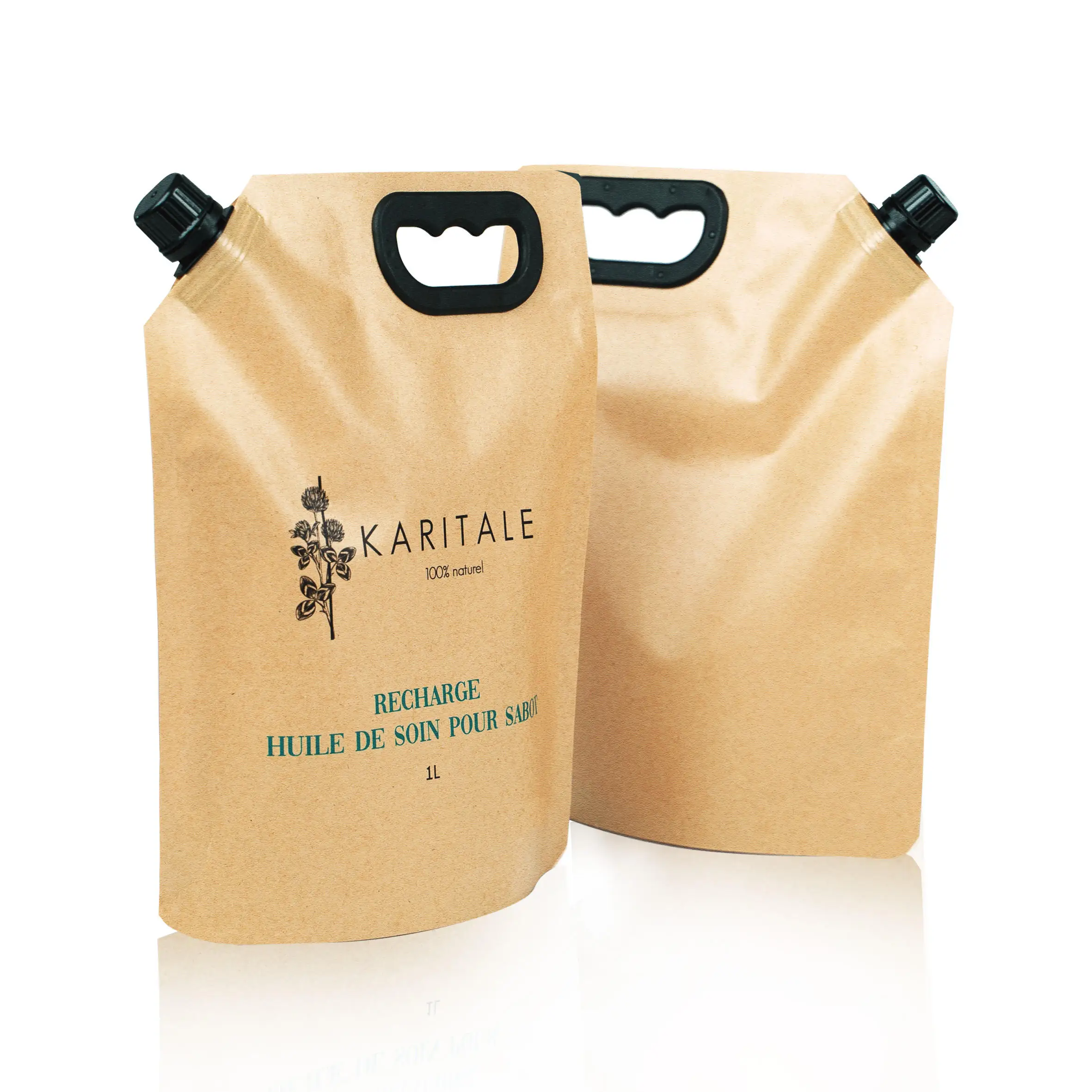 Custom Printed Detergent Packaging Bag Plastic Refill Bag with Handle Kraft Paper Plastic Spout Pouch