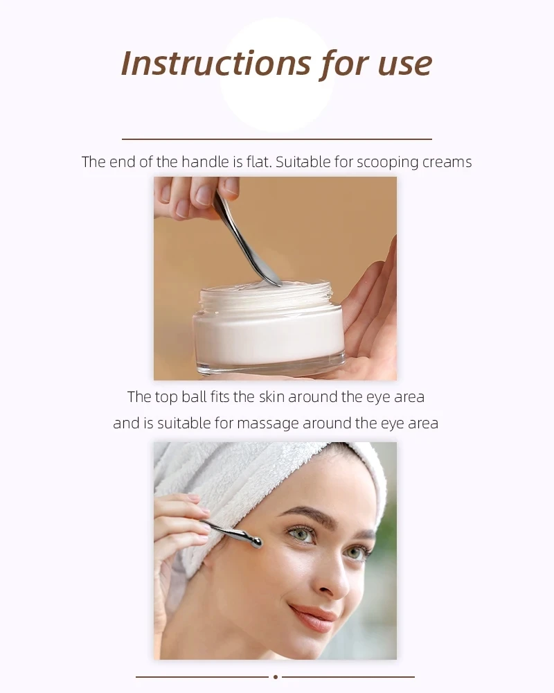 Wholesale metal zinc stainless steel ceramics cosmetic spoon plastic silicon eye cream stick spoon custom cosmetics spatula