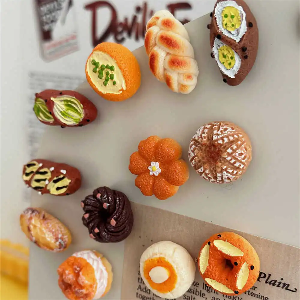 3D Mini Delicious Food Resin Fridge Magnet Refrigerator Magnet - French Soda Bread,Chocolate Cake & Spread Sauce Gift Sets