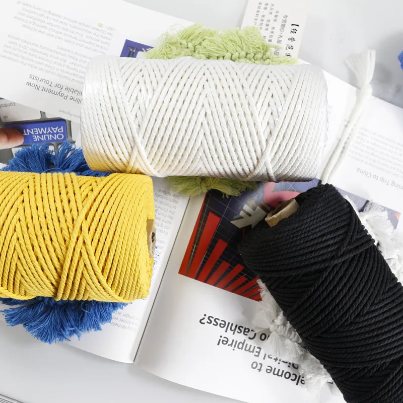 
Popular for Canada Market Oragnic 100%cotton Natural Makramee Garnr Rope 3mm Single Strand Makramee Cord 4MM 