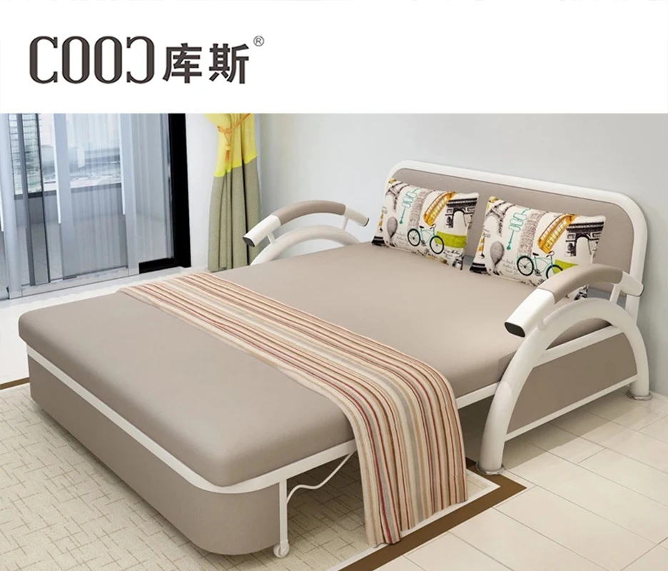 Modern Cum Sofas Bed Small Living Room Furniture Fabric Foldable Beds Sofa Hotels Functional Metal Single Seat Folding Sofa Bed