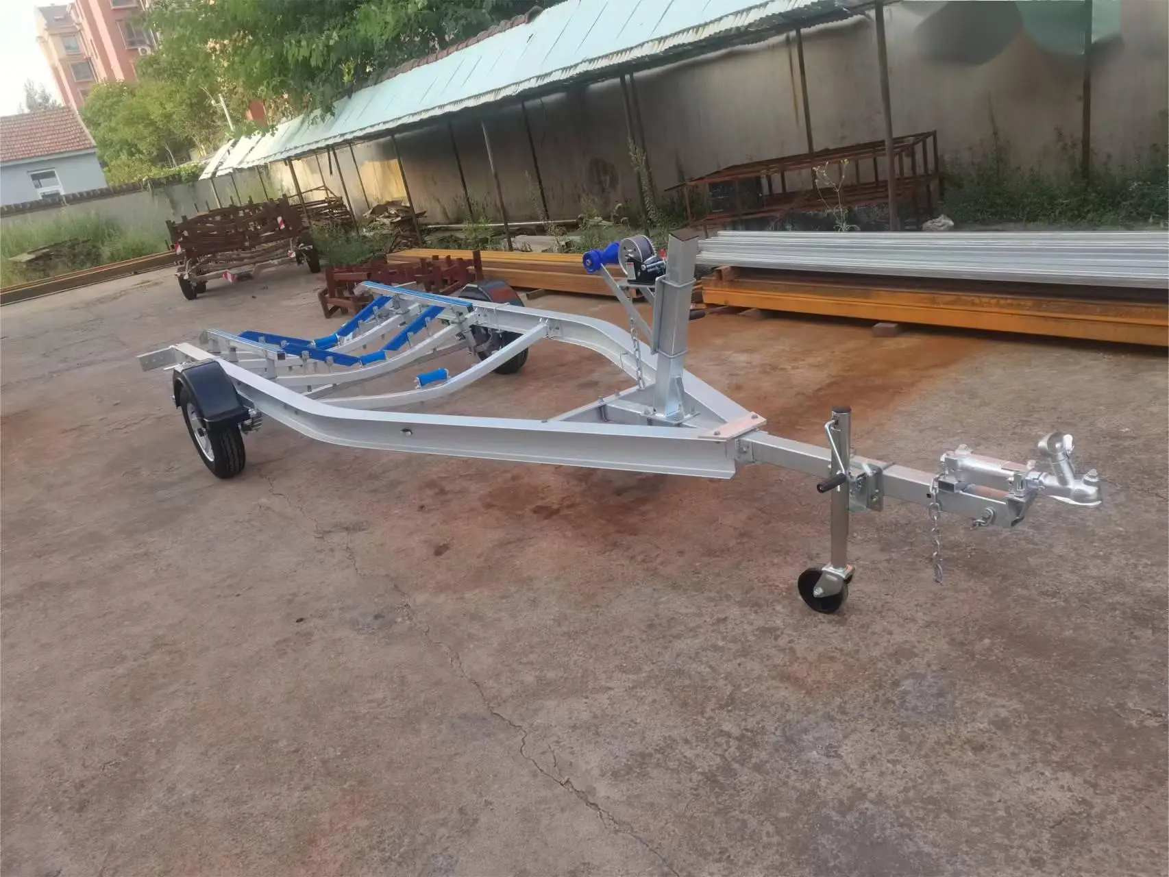 19ft single axle poly bunks aluminum  boat trailer. Yacht, speedboat, assault boat, rubber boat trailer