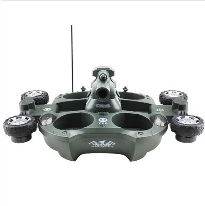 Hot sale amphibious remote control tank ship, 2020 new Four-wheel drive remote control charging launch car toy