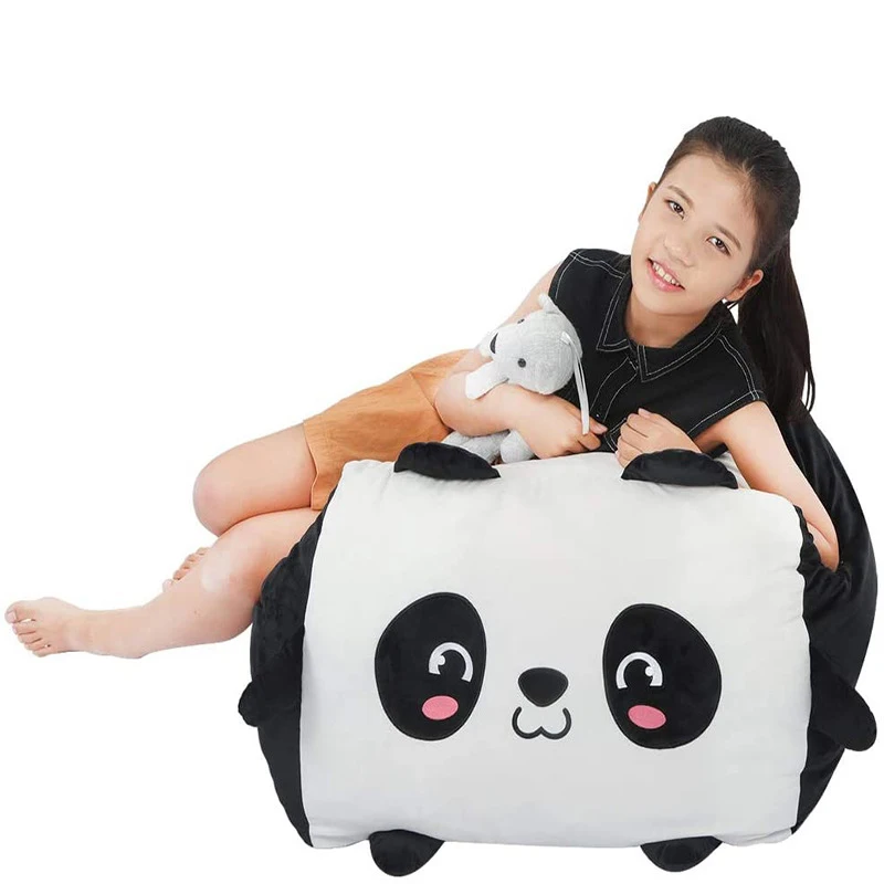 Nordic Kids Preschool Furniture Lazy Sofa Panda Design Beanbag Toy Storage